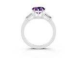 White gold Heart Cut Cut Diamond Ring with Tapered Baguette Side Stones in Four-Prong Setting_3