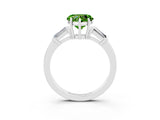 White gold Heart Cut Cut Diamond Ring with Tapered Baguette Side Stones in Four-Prong Setting_3