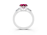 White gold Heart Cut Cut Diamond Ring with Tapered Baguette Side Stones in Four-Prong Setting_3