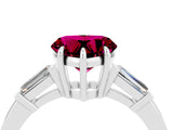 White gold Heart Cut Cut Diamond Ring with Tapered Baguette Side Stones in Four-Prong Setting_4