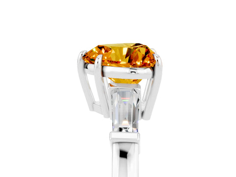 White gold Heart Cut Cut Diamond Ring with Tapered Baguette Side Stones in Four-Prong Setting_5
