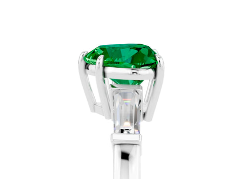 White gold Heart Cut Cut Diamond Ring with Tapered Baguette Side Stones in Four-Prong Setting_5