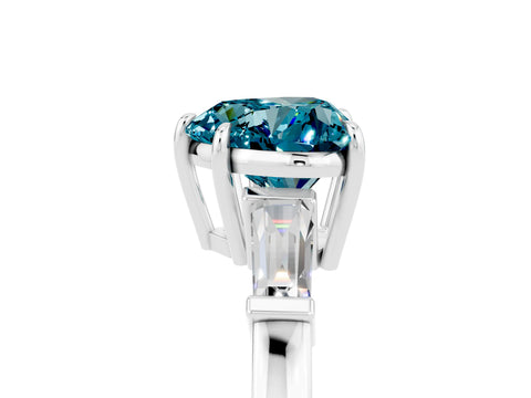 White gold Heart Cut Cut Diamond Ring with Tapered Baguette Side Stones in Four-Prong Setting_5