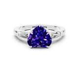 White gold Heart Cut Cut Diamond Ring with Tapered Baguette Side Stones in Four-Prong Setting