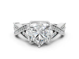 White gold Heart Cut Cut Diamond Twisted Band with Milgrain Pave Setting and Four-Prong Setting_18