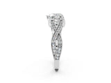 White gold Heart Cut Cut Diamond Twisted Band with Milgrain Pave Setting and Four-Prong Setting_20