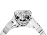 White gold Heart Cut Cut Diamond Twisted Band with Milgrain Pave Setting and Four-Prong Setting_22