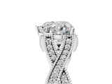 White gold Heart Cut Cut Diamond Twisted Band with Milgrain Pave Setting and Four-Prong Setting_23
