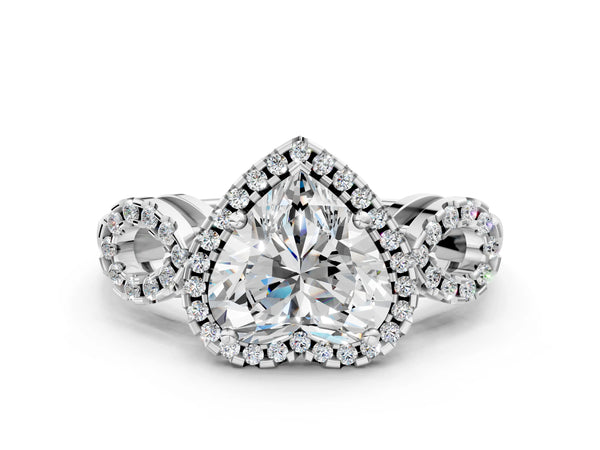 Platinum Princess Cut Pave Infinity Halo Engagement Ring Setting