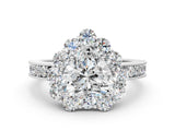 White gold Heart Cut Cut Halo Diamond Pavé Engagement Ring with Milgrain Detailing_201