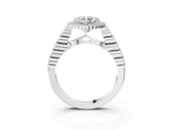 White gold Heart Cut Cut Halo Pavé Solitaire Ring with Milgrain Band_10