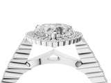 White gold Heart Cut Cut Halo Pavé Solitaire Ring with Milgrain Band_11