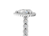 White gold Heart Cut Cut Halo Pavé Solitaire Ring with Milgrain Band_12