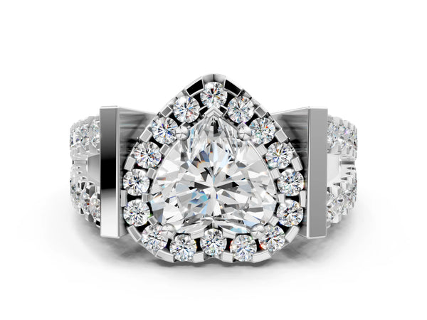 White gold Princess Cut Halo Split Shank Prong Set Ring