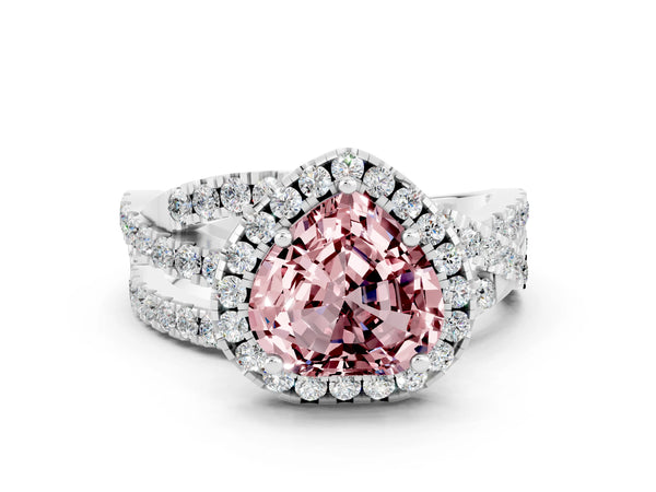 Platinum Heart Cut Cut Halo Split Shank Prong Setting Ring