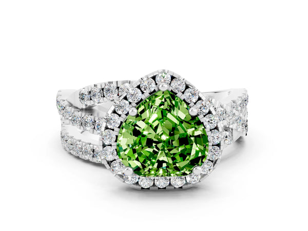 Platinum Heart Cut Cut Halo Split Shank Prong Setting Ring