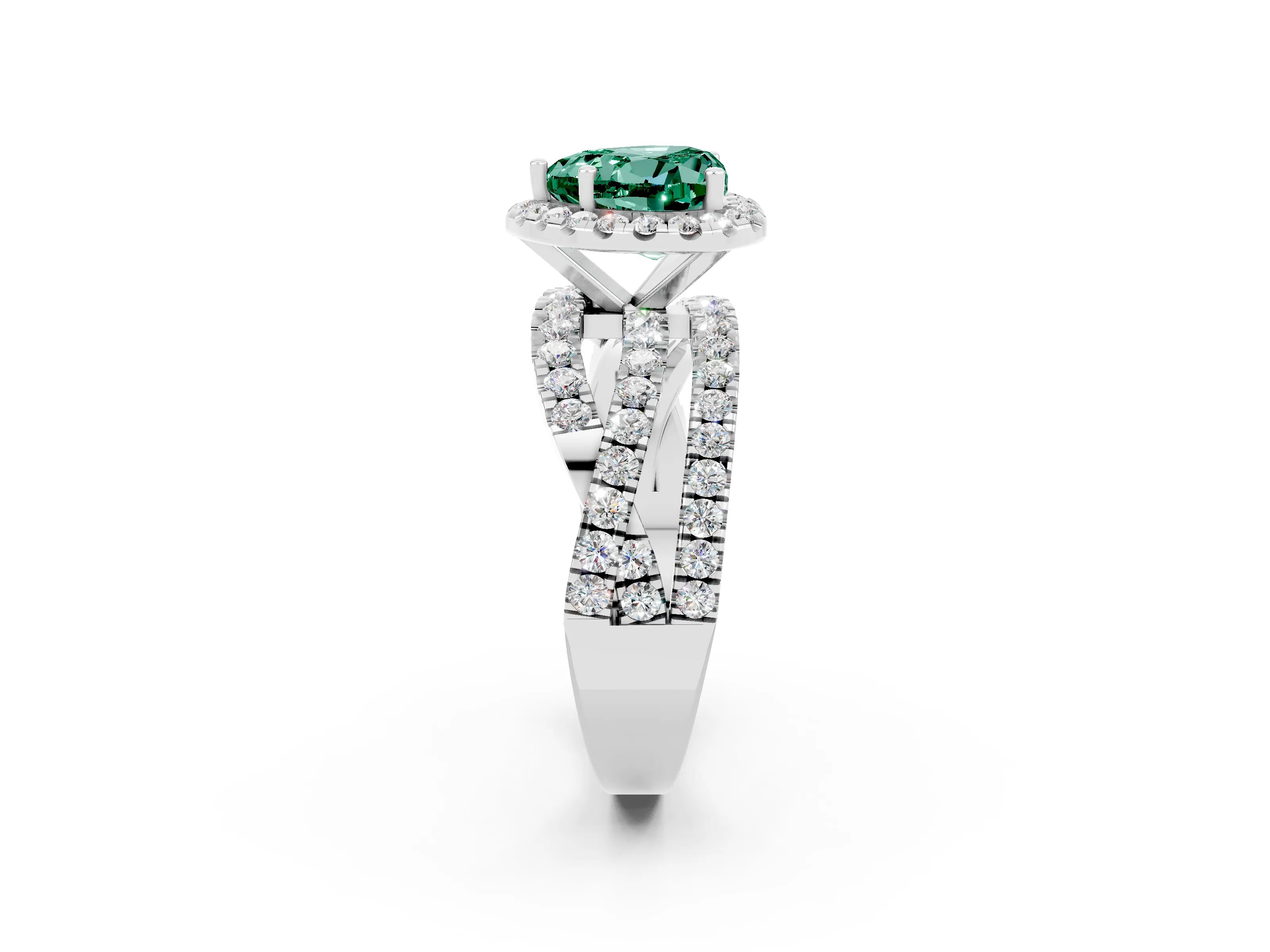White gold Heart Cut Cut Halo Split Shank Prong Setting Ring_14