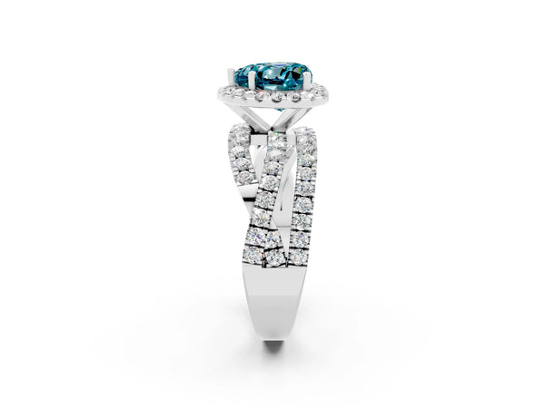 Platinum Heart Cut Cut Halo Split Shank Prong Setting Ring