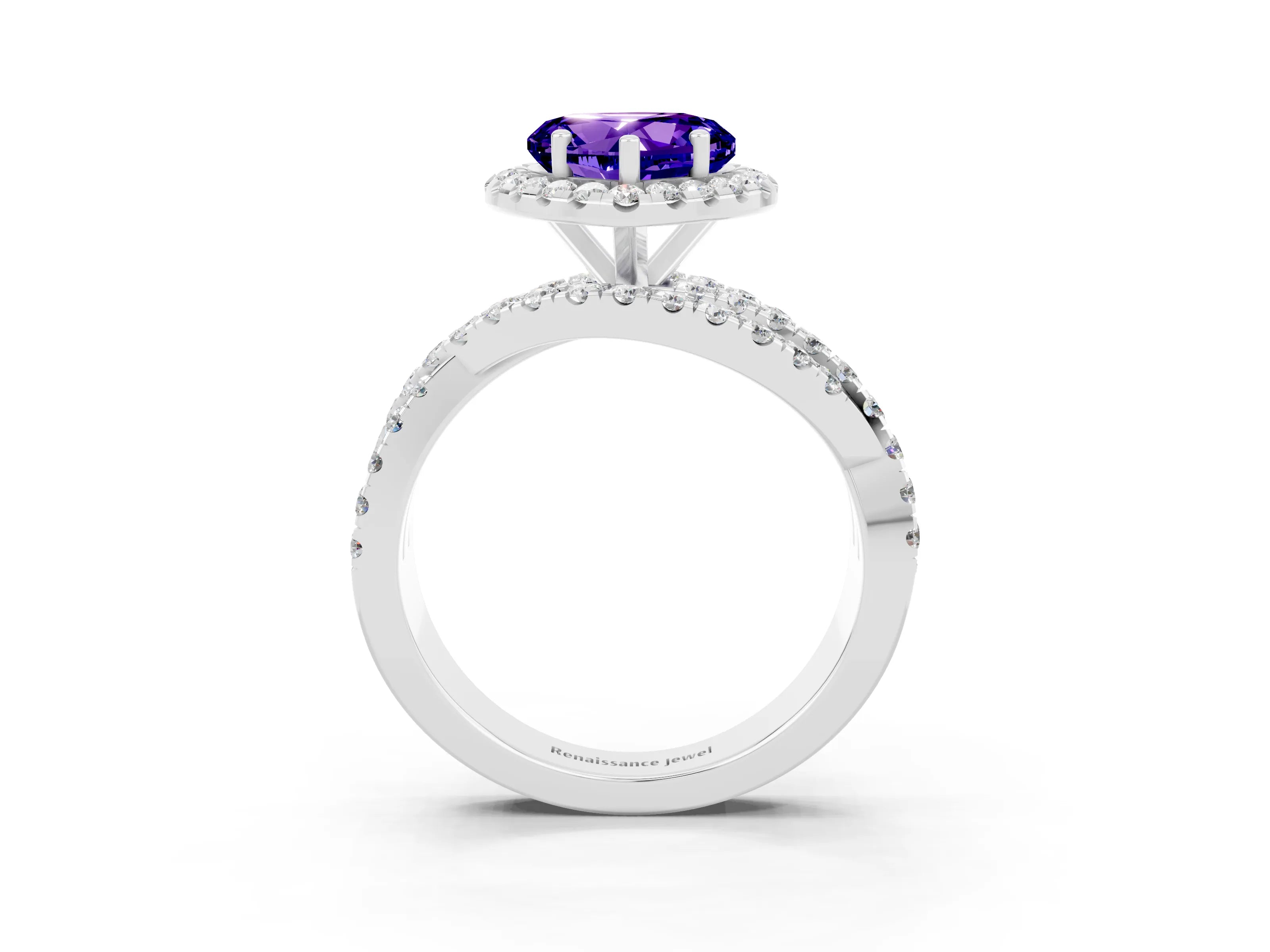 White gold Heart Cut Cut Halo Split Shank Prong Setting Ring_15