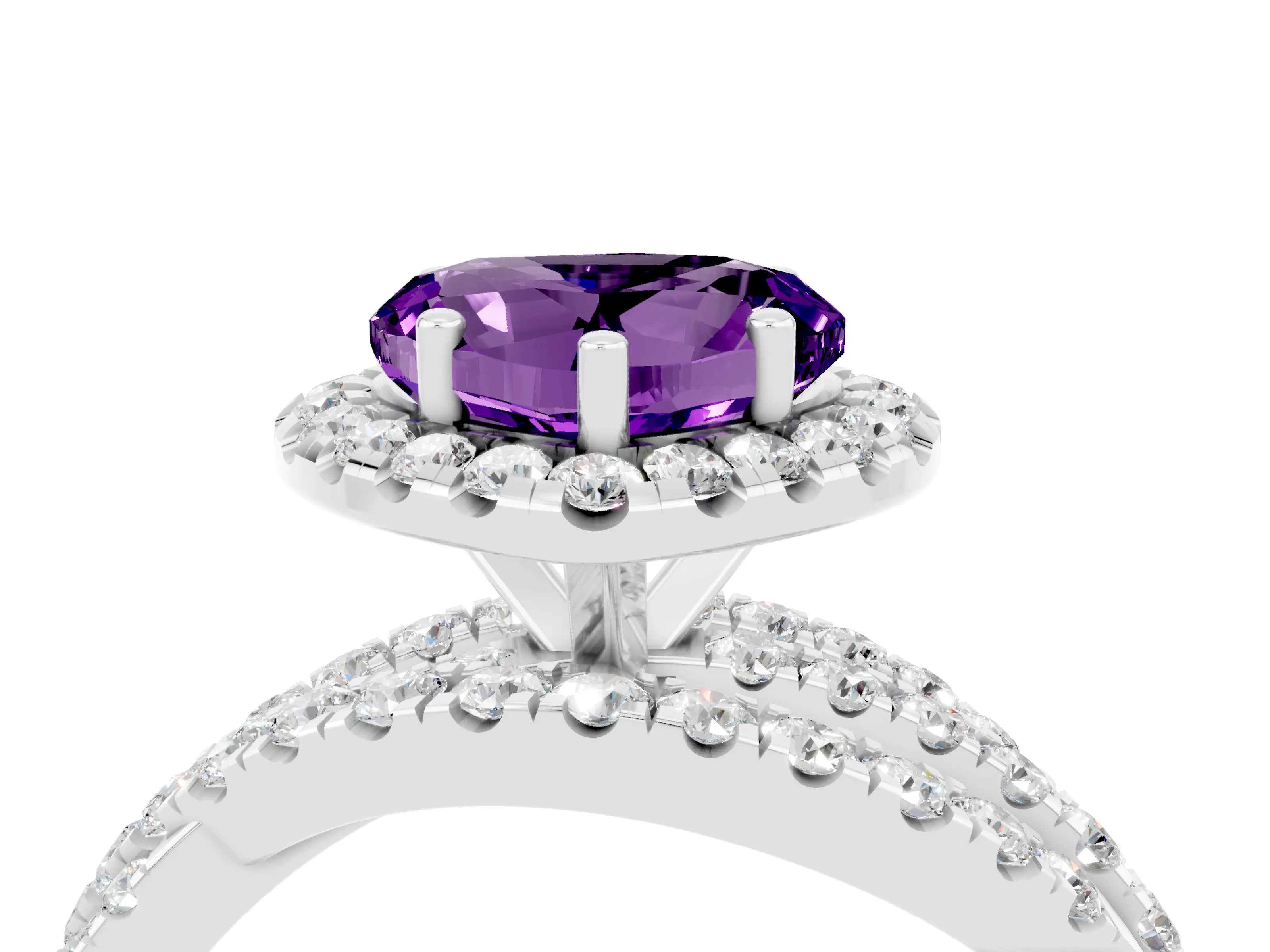 White gold Heart Cut Cut Halo Split Shank Prong Setting Ring_16