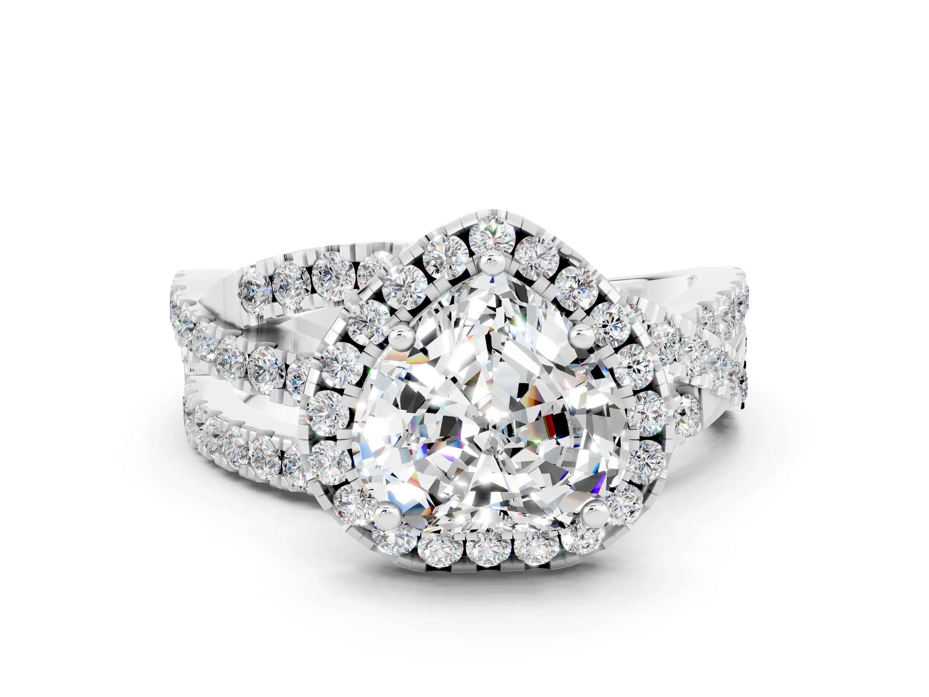 White gold Heart Cut Cut Halo Split Shank Prong Setting Ring_24