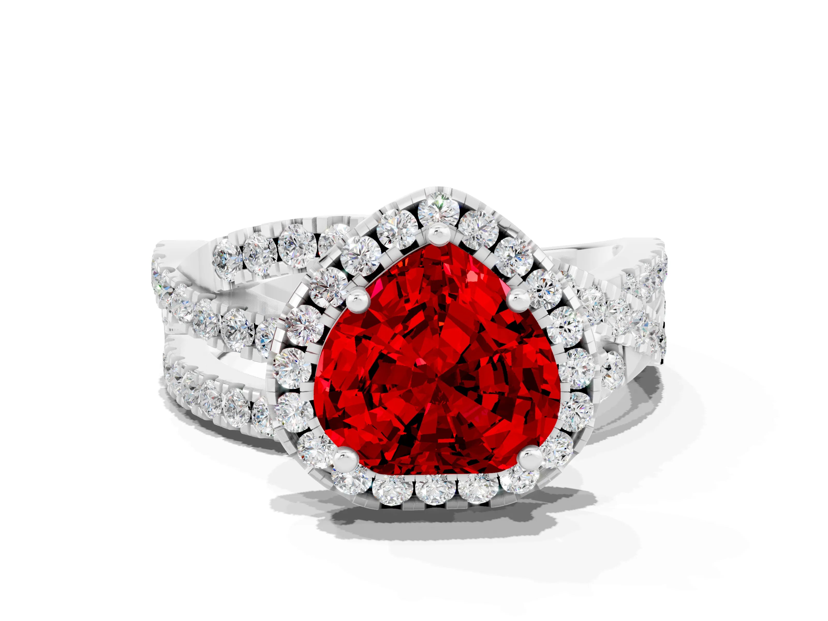 White gold Heart Cut Cut Halo Split Shank Prong Setting Ring_24