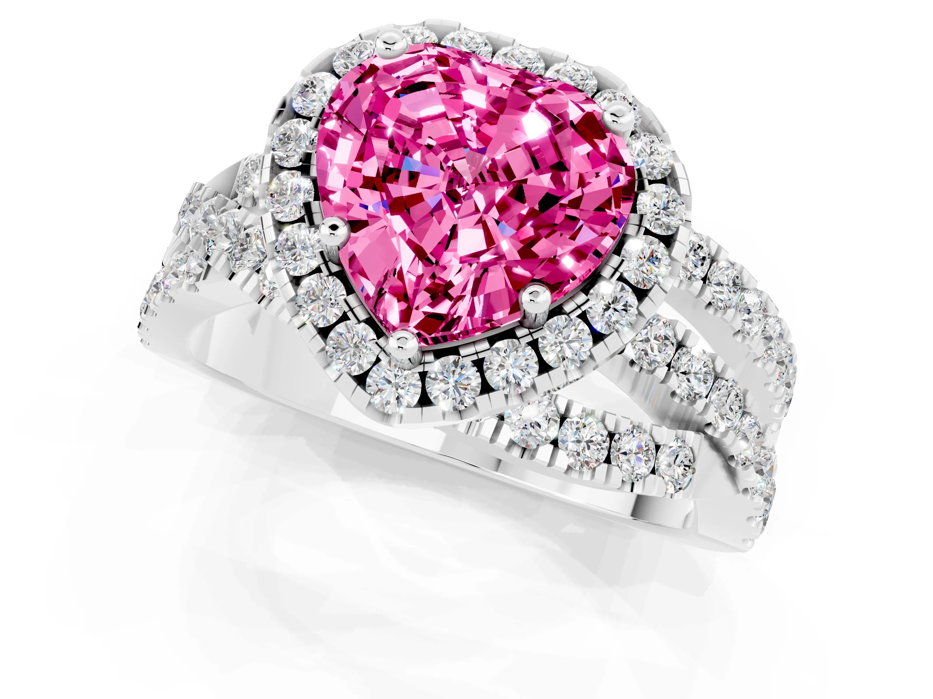 White gold Heart Cut Cut Halo Split Shank Prong Setting Ring_25