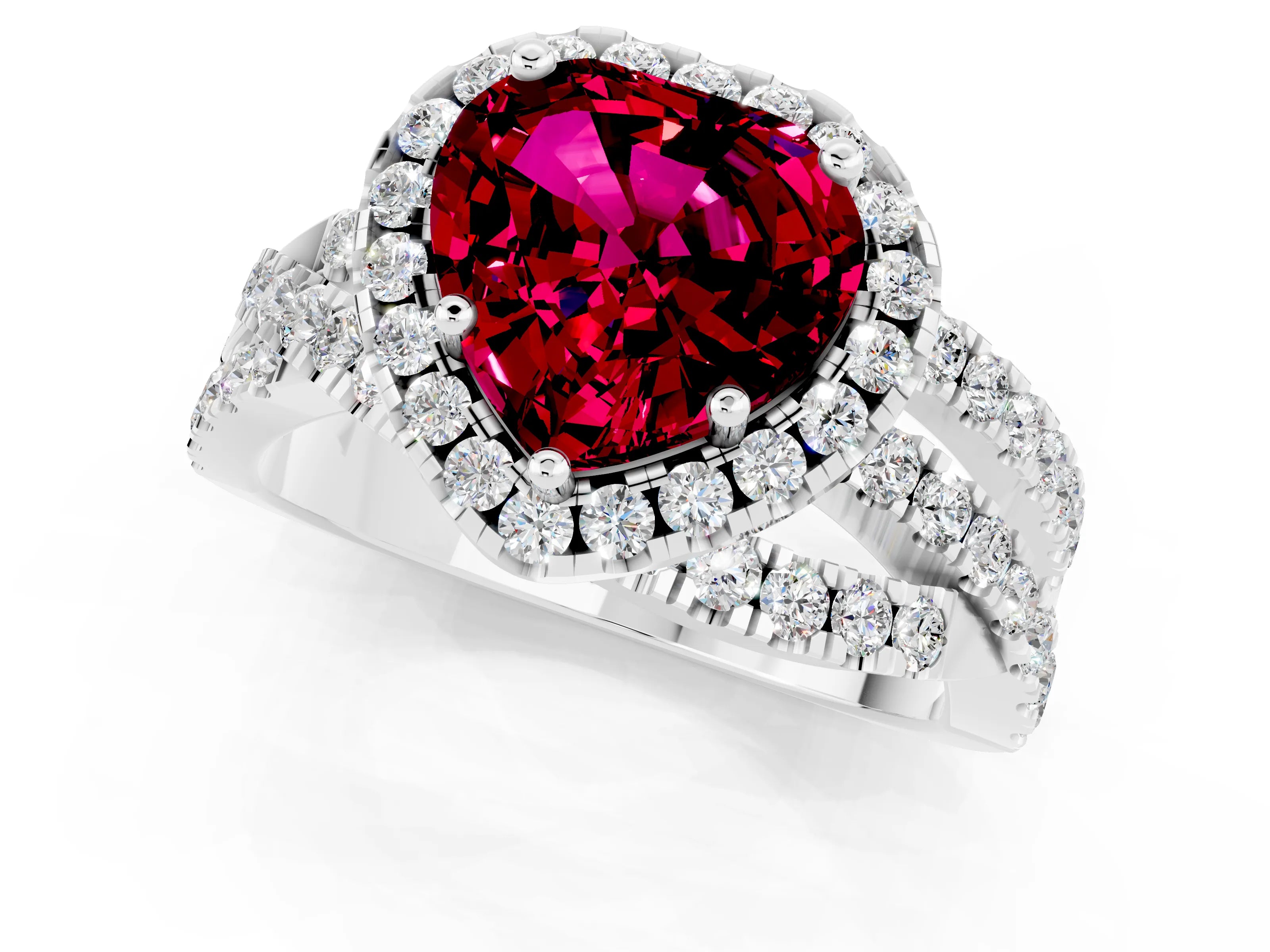 White gold Heart Cut Cut Halo Split Shank Prong Setting Ring_25