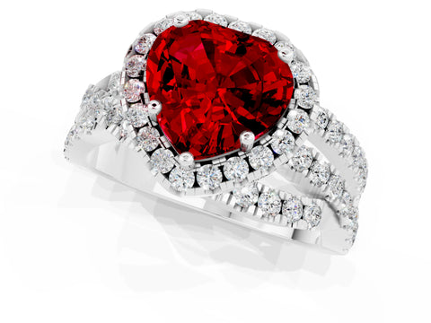 White gold Heart Cut Cut Halo Split Shank Prong Setting Ring_25