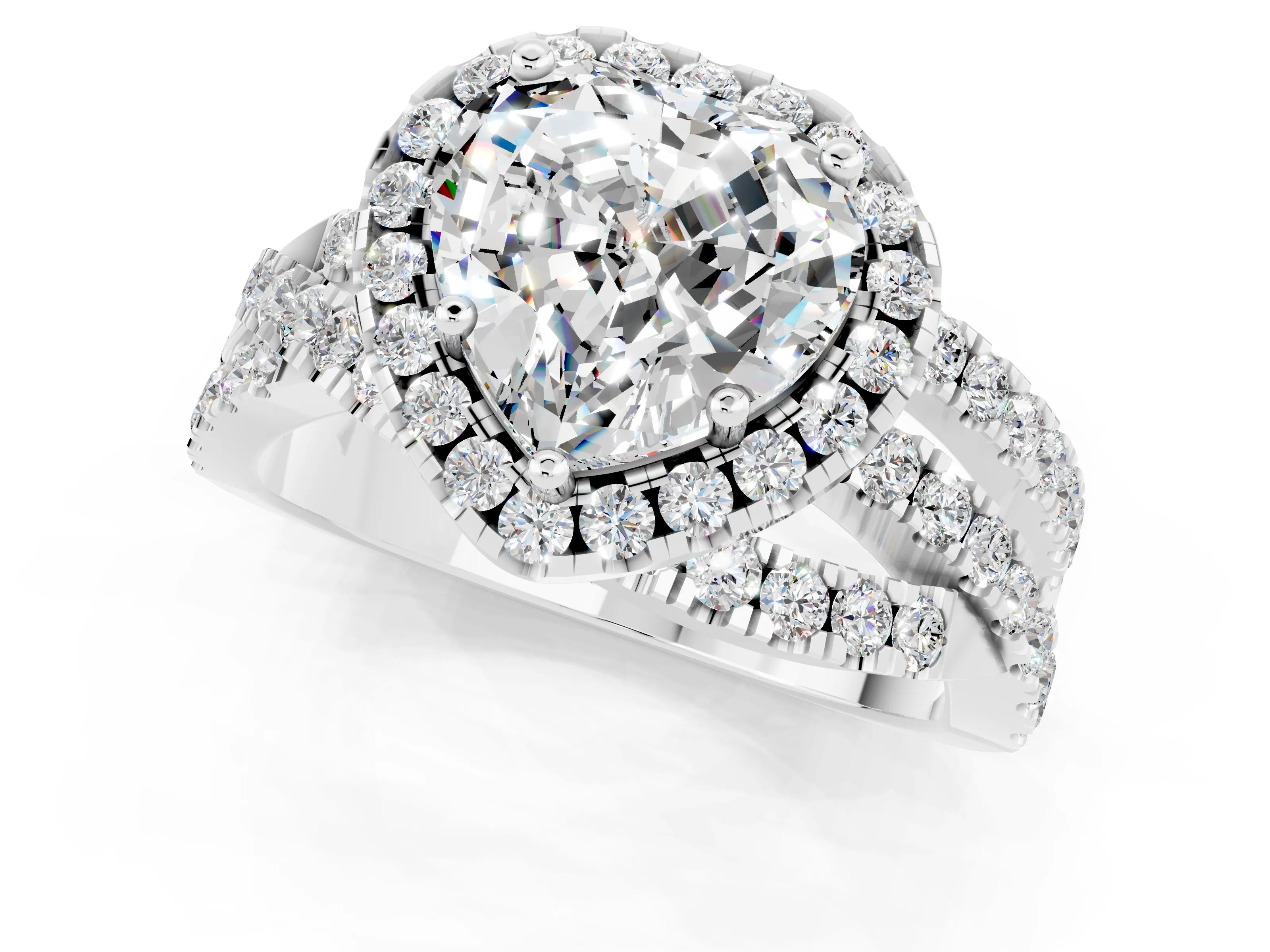 White gold Heart Cut Cut Halo Split Shank Prong Setting Ring_25