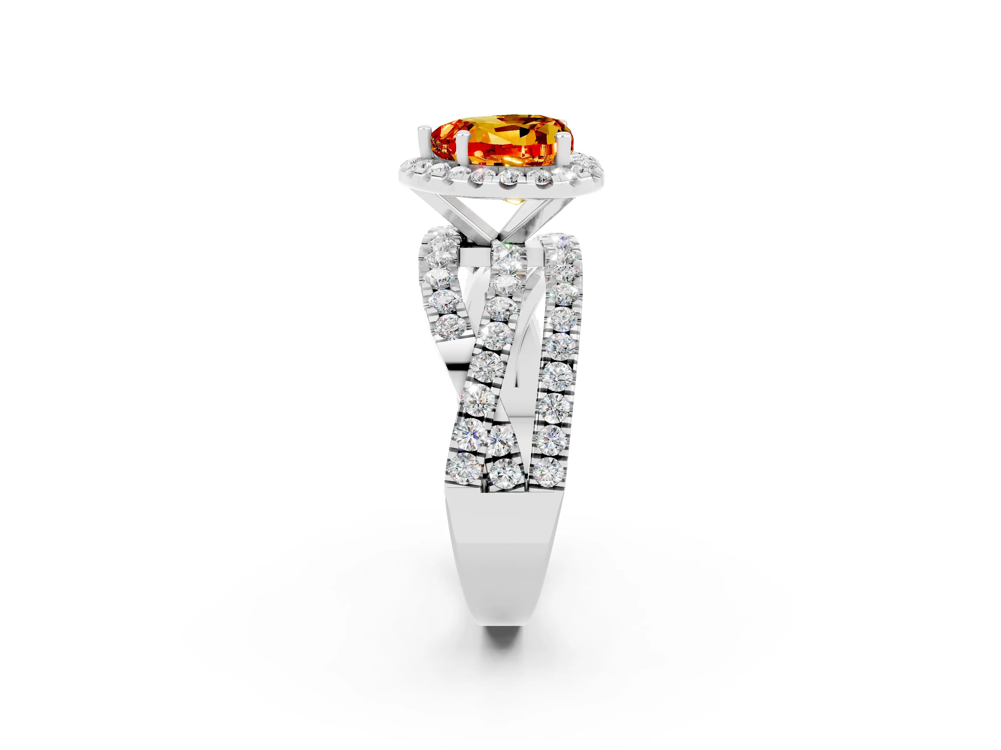 White gold Heart Cut Cut Halo Split Shank Prong Setting Ring_26