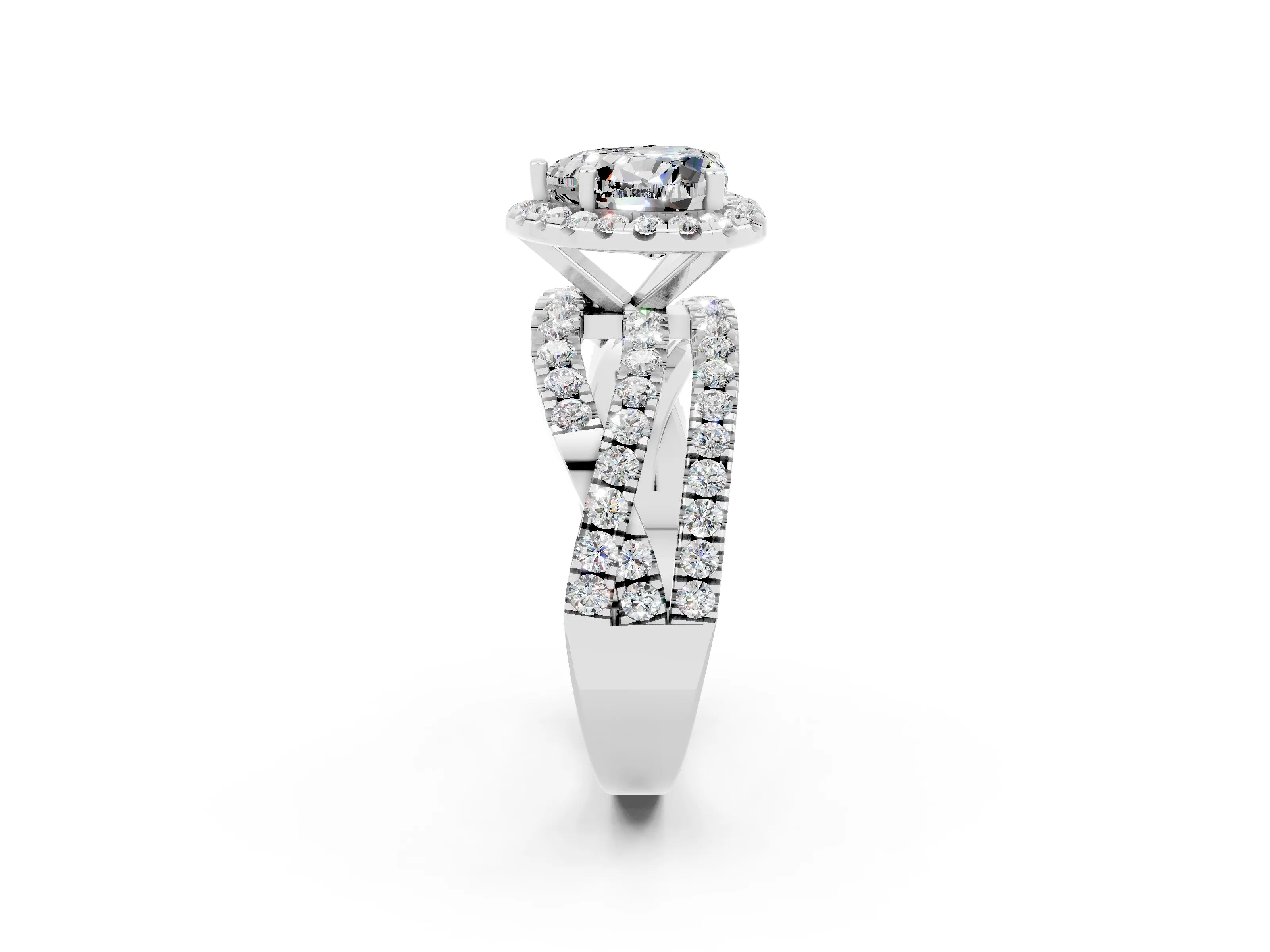 White gold Heart Cut Cut Halo Split Shank Prong Setting Ring_26
