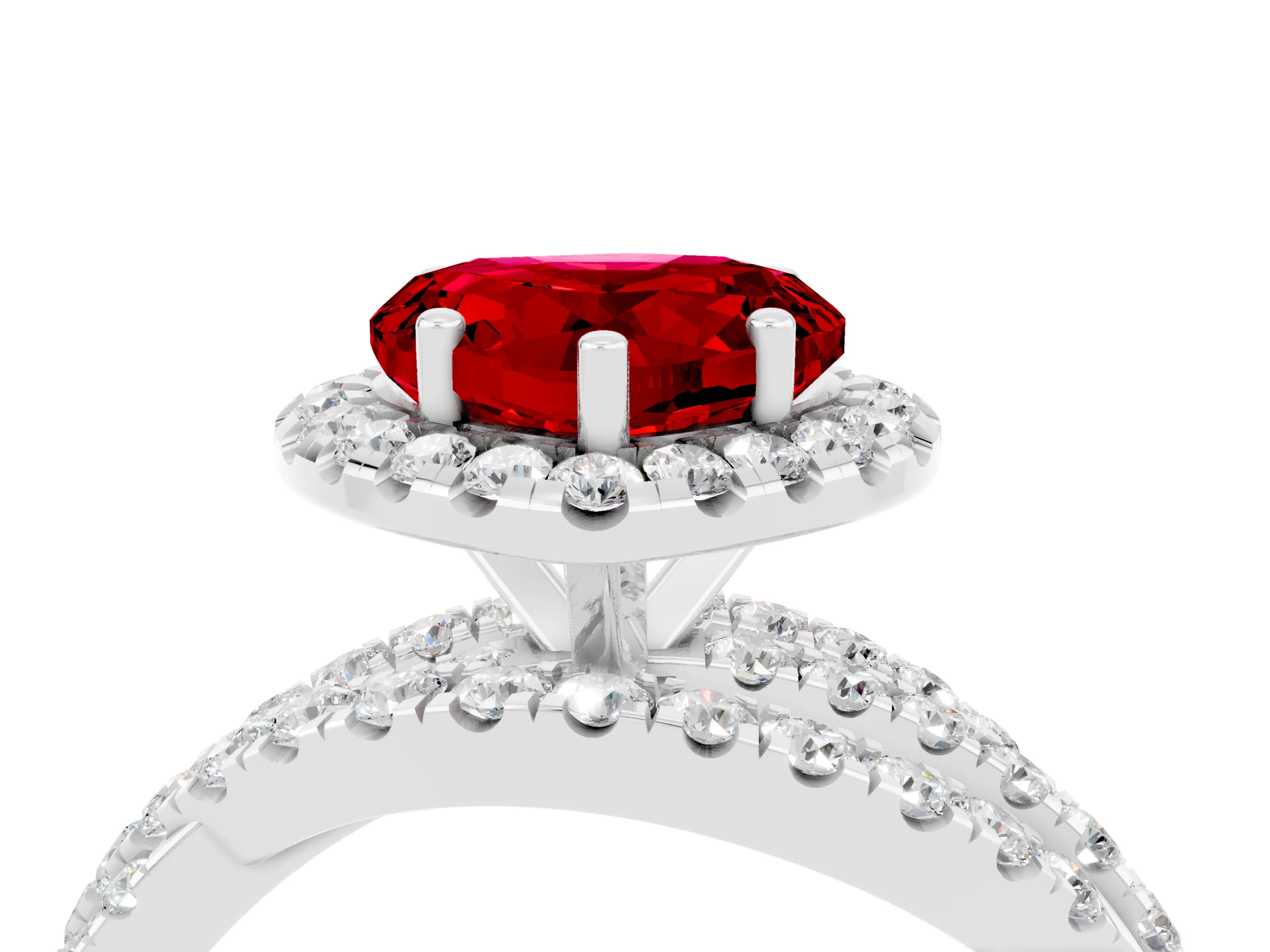 White gold Heart Cut Cut Halo Split Shank Prong Setting Ring_28