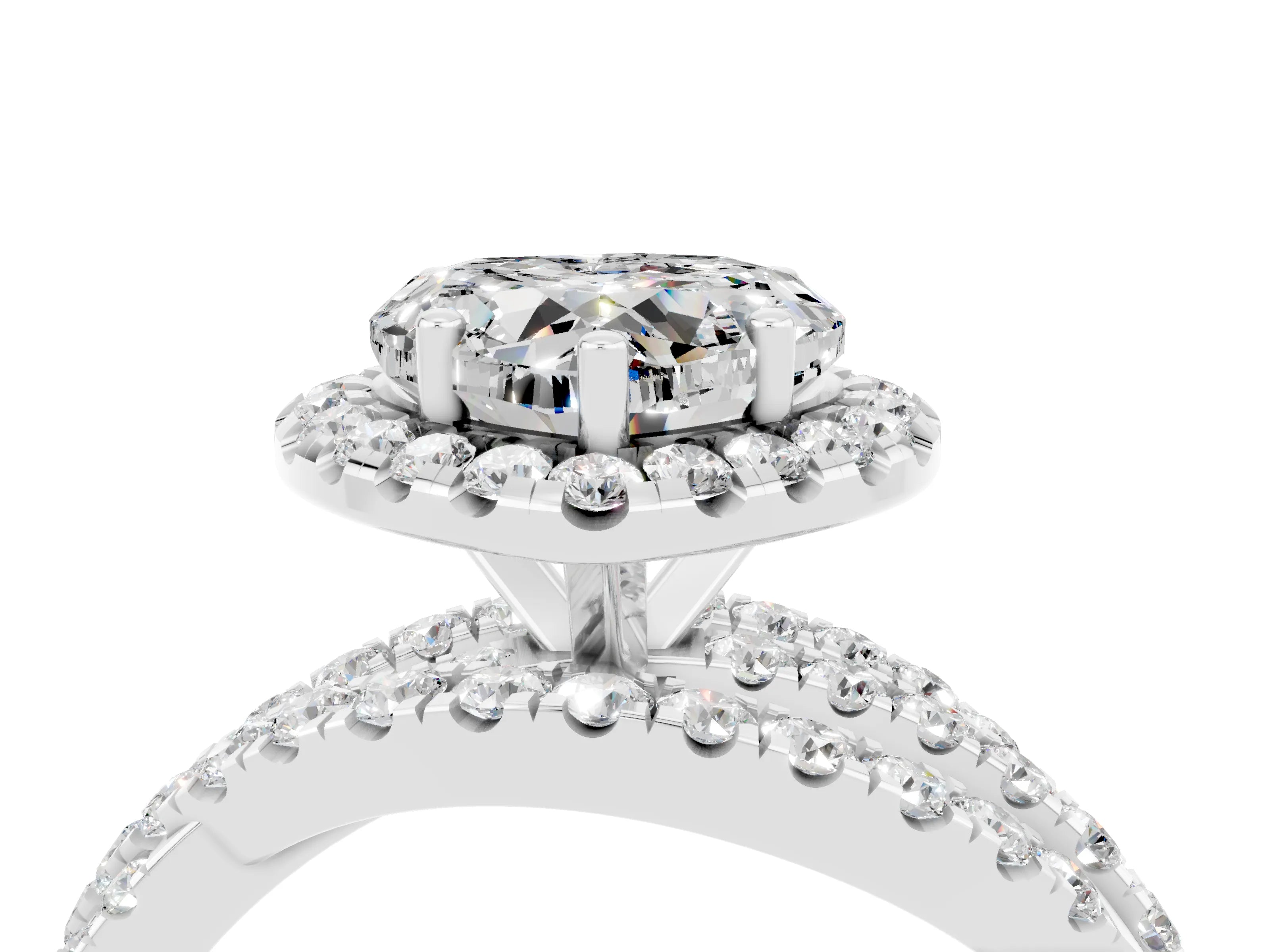White gold Heart Cut Cut Halo Split Shank Prong Setting Ring_28