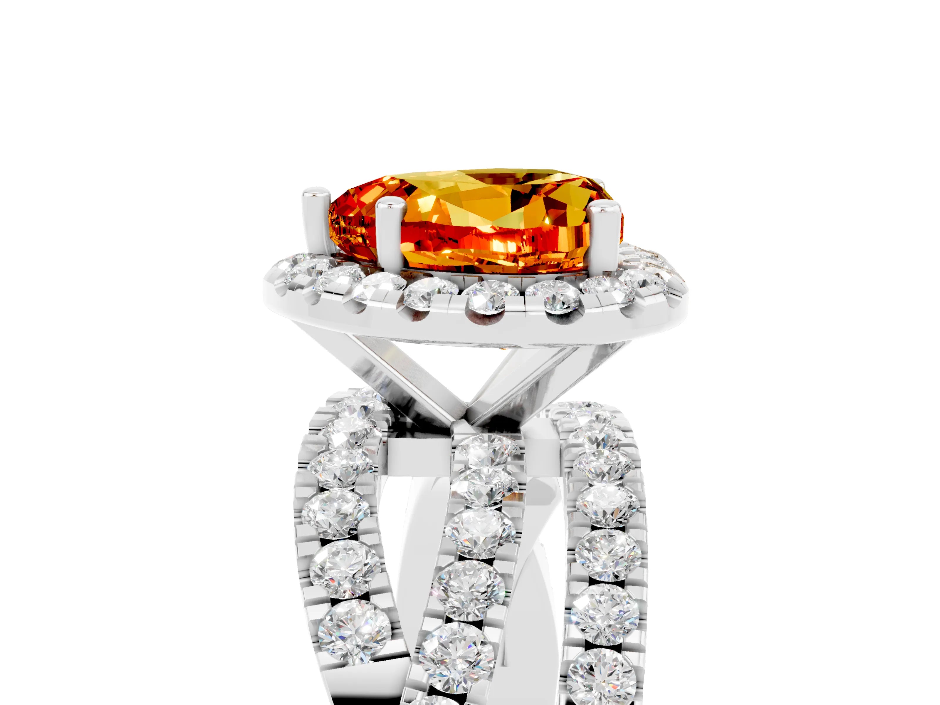 White gold Heart Cut Cut Halo Split Shank Prong Setting Ring_29