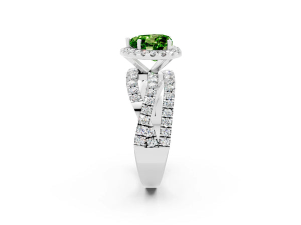 Silver Heart Cut Cut Halo Split Shank Prong Setting Ring