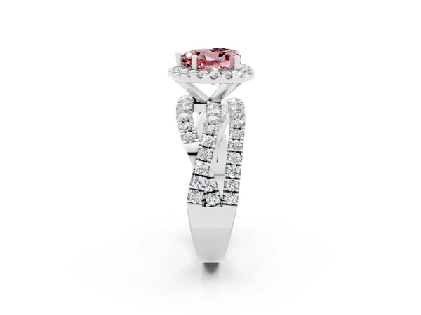 Platinum Heart Cut Cut Halo Split Shank Prong Setting Ring