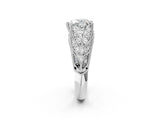 White gold Heart Cut Cut Milgrain Pave Diamond Engagement Ring with Four-Prong Setting_5