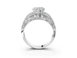 White gold Heart Cut Cut Milgrain Pave Diamond Engagement Ring with Four-Prong Setting_6
