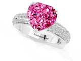 White gold Heart Cut Cut Pave Diamond Engagement Ring with Channel Set Band and Four-Prong Setting_1