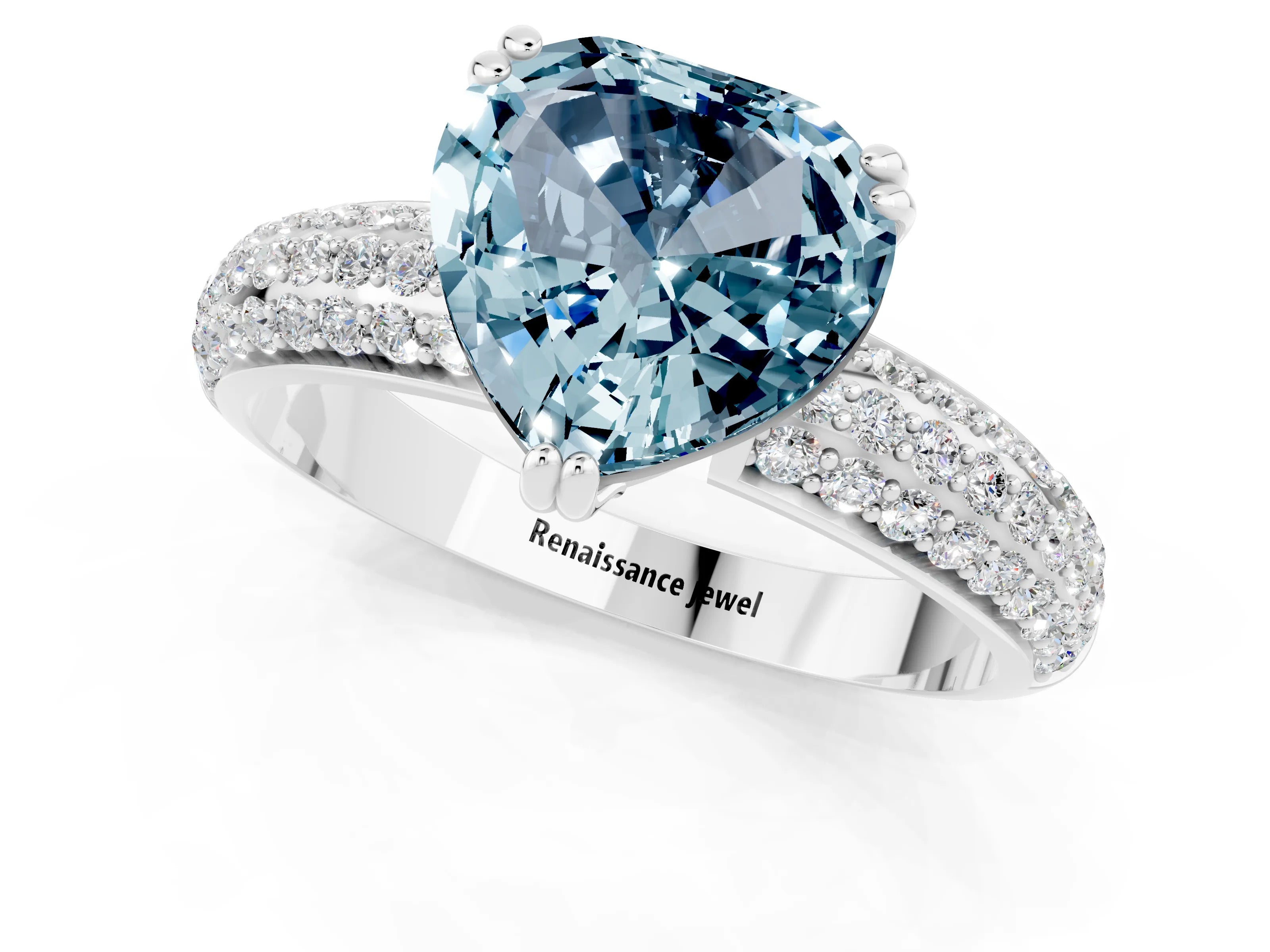 White gold Heart Cut Cut Pave Diamond Engagement Ring with Channel Set Band and Four-Prong Setting_1