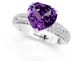 White gold Heart Cut Cut Pave Diamond Engagement Ring with Channel Set Band and Four-Prong Setting_1