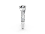 White gold Heart Cut Cut Pave Diamond Engagement Ring with Channel Set Band and Four-Prong Setting_2