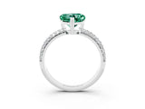 White gold Heart Cut Cut Pave Diamond Engagement Ring with Channel Set Band and Four-Prong Setting_3