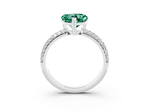 White gold Heart Cut Cut Pave Diamond Engagement Ring with Channel Set Band and Four-Prong Setting_3