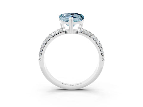 White gold Heart Cut Cut Pave Diamond Engagement Ring with Channel Set Band and Four-Prong Setting_3