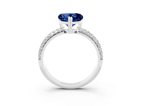 White gold Heart Cut Cut Pave Diamond Engagement Ring with Channel Set Band and Four-Prong Setting_3