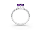 White gold Heart Cut Cut Pave Diamond Engagement Ring with Channel Set Band and Four-Prong Setting_3