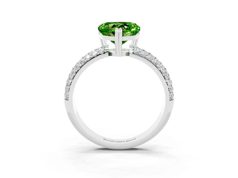 White gold Heart Cut Cut Pave Diamond Engagement Ring with Channel Set Band and Four-Prong Setting_3