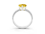 White gold Heart Cut Cut Pave Diamond Engagement Ring with Channel Set Band and Four-Prong Setting_3